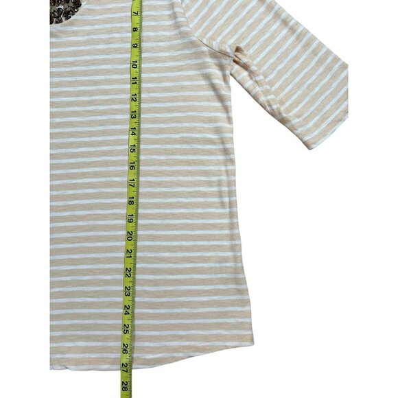 J CREW Women’s XL Striped Top t-shirt Short Sleeves Stretch Cotton Beaded - Picture 6 of 6